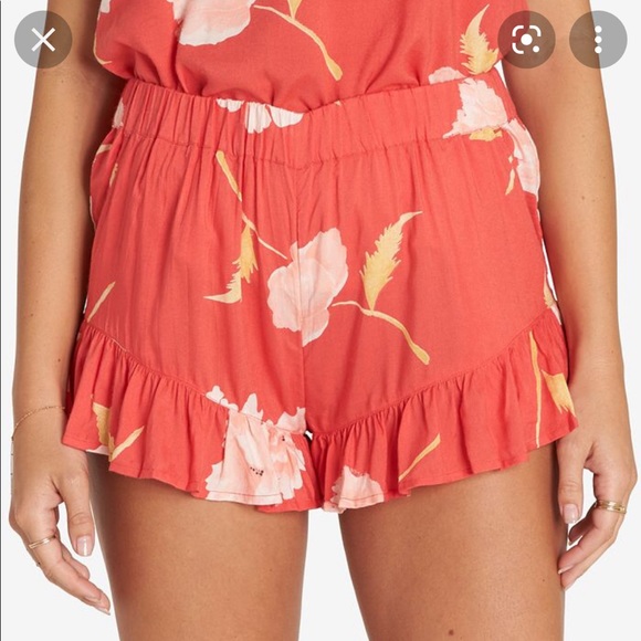 Billabong Pants - Billabong Sun Skipper Floral Ruffle Shorts